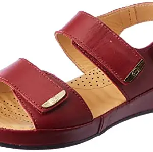 SCHOLL Women's CALI Red Leather Fashion Sandals-3 UK/India (36 EU) (6645906)