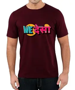 Caseria Men's Cotton Graphic Printed Half Sleeve T-Shirt - We Desi (Maroon, XXL)
