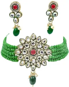 Women's Earring & Necklace Set NS323 Green