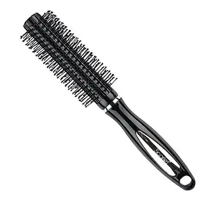 Scarlet Line Professional Round Hair Brush For Styling with Anti Slip Handle n Ball Tip Nylon Bristles for Women n Men_Black Color