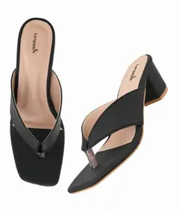 Longwalk Women’s Heeled Sandals, Slip-On Casual Style for Daily Use Black