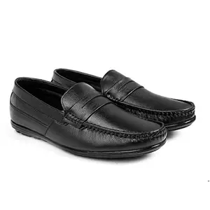 YUVRATO BAXI Men's New Latest Formal Black Leather Material Office Wear Slip-On Shoes