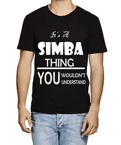 Caseria Men's Round Neck Cotton Half Sleeved T-Shirt with Printed Graphics - It's A Simba Thing (Black, XXL)