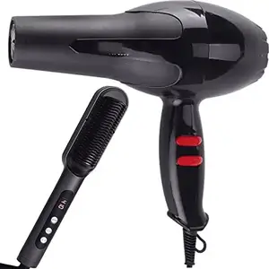 Generic Professional 1800 watt Salon Style Hair Dryer with Hot and Cold 2x Speed, Air and Nozzles For Men And Women, Black/red