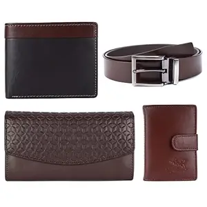 Leather Junction 4 in 1 Brown Men's Wallet, Women's Wallet, Card Holder & Key Ring Gift Set (357012332950307240)