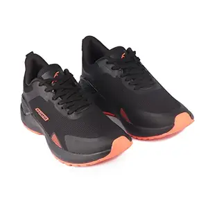 FURO Black/Orange Low Ankle Lace-Up Outdoor Running & Walking Sports Shoes for Men O-5041