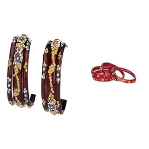 Somil Elegant Combo Bangles For Women & Girls | Stylish Bangles Set For Everyday & Functions, Pack Of 10, Maroon, Red -B544