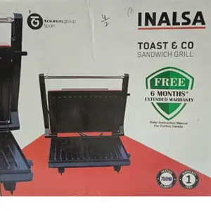 Toast & Co Sandwich Grill, 750W, Non-Skid Feet, Black, 30.6 x 27.8 x 12.8 cm