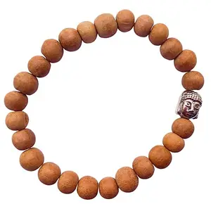 Apnisanskriti Chandan Bracelet (Sandalwood Bracelet) for Men/Women Wearing | 100% Natural Light Brown Chandan Beads (6mm, Small Bead Size, 25 Beads) Pack of 1