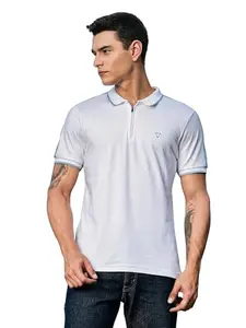 Thomas Scott Thoms Scott Men's | Solid | Polo Neck | 100% Cotton | Button Closure | Ribbed Shorts Sleeve | Regular Fit | Tshirt for Men (TSMLPT02_White_2XL)