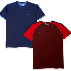 BHAJJI Combo of 2 T-Shirts Size 2XL(44) Round Neck T Shirt B-022 MEHROON with Round Neck B-097 Navy Blue