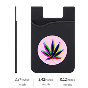 Plan To Gift Set of 3 Cell Phone Card Wallet, Silicone Phone Card Id Cash Wallet with 3M Adhesive Stick-on High Weed Printed Designer Mobile Wallet for Your Phone & Tablet