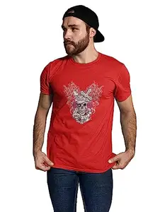 Tulip ArtThe Knight Red Round Neck Cotton Half Sleeved T-Shirt with Printed Graphics
