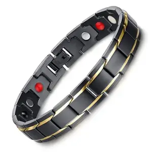 ZIVOM Stainless Steel Black Gold Wrist Band Magnetic Therapy Health Energy Bracelet for Men