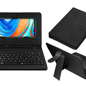 ACM Keyboard Case Compatible with Mi Redmi Note 9 Pro Max Mobile Flip Cover Stand Direct Plug & Play Device for Study & Gaming Black