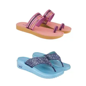 ZENWEAR Extra Soft Classic Casual wear with Flexibility Technology Sandal Combo for Women's/Girl's(6145+1888)(6) Multicolor