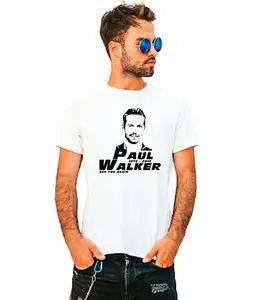 Paul Walker Sketch Printed T-Shirt for Men (White) (Large)