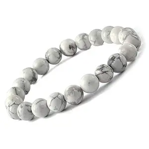 Divine Crystal Treasures Natural Howlite Crystal Certified healing bracelets. Stretchable - 8MM beads Unisex Bracelet