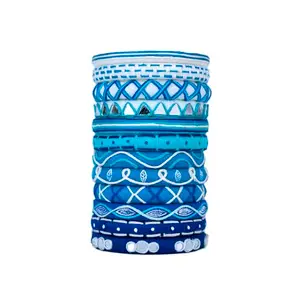 Taasha Craft Nadī́-D Vibrant shaded blue thread Bangles, Handcrafted Cotton Thread Bangle Set forWomen & Girls Size 2.6 Set of (12 Bangles)