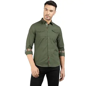 Royal Enfield Heritage Double Pocket Shirt Dark Olive (3XL) 48 CM | Material: 100% Cotton | Fabric: Twill 145.0 GSM | Type: Button Down Collar | Style : Heritage Double Pocket | Gender: Men's