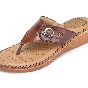 TRASE Women's Flip-Flops & Slippers Doctor Ortho Comfortable Chappal Light weight, Soft Footed, Diabetic & Orthopaedic Footwear, Good for Knee & Foot Pain-Brown, 5 UK