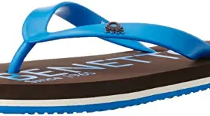 United Colors of Benetton Men's Basic 3 Dark Brown and Aqua Flip-Flops and House Slippers - 7 UK/India (41 EU) (14A8CFFCR005I)