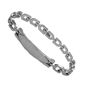M Men Style Religious Chrismax Gift Jesus Word Wristband Silver Metal And Stainless Steel Bracelet For Men And Women SBr202278