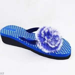 Slippers for Women's Home Slippers Flip Flop Indoor Outdoor Flip Cute Foot Wear Daily Use - BZ-Blue Flower -3