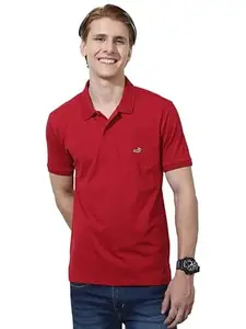 CROCODILE Men Solid Slim Fit Polo T-Shirt | Regular Length | Short Sleeve | Button Placket | Casual Knitted Topwear