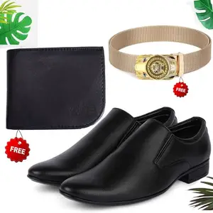 Relaxed Trendy Formal Shoes/Party Shoes/Shoes Combo with Free Wallet & Belt for Men and Boys (BAZAAR494_AXR-TC-401) Multicolor