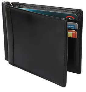 Vihaan Men Black Original Leather Money Clip 6 Card Slot 0 Note Compartment