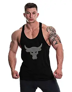JUAAK Designer Gym Stringer Vest, Gym Vest, Racer Y Back, Sports Tank Tops, Sando for Men Sleeveless Gym Vest for Men (Pack of 1) 07