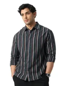 The Souled Store Striped Shirt: Amazonia Men and Boys Long Sleeve Spread Collar Cotton Lightweight Easy to Style Everyday Office Wear Casual Relaxed Shirt