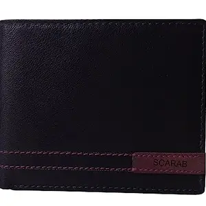 SCARAB. Original Leather Wallet Item Cover with Printing Paper and Credit Card Lightweight Pack of 2-(5.11 * 0.787 * 4.33Inches, Black Purple)