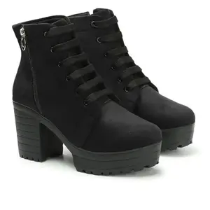 RIYELIFE STEPS Synthetic Comfortable Casual & Sylish Boots For Women (Rj-0045 | Black | 40)