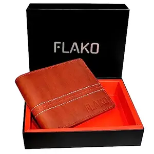FLAKO Genuine Leather Wallet for Men | Wine Brown I Extremely Strong Stitching I 3 Card Slots I 2 Currency & 2 Secret Compartments I 1 Coin Pocket