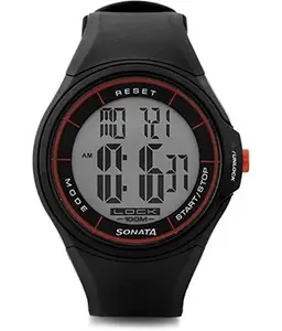 Sonata Men Plastic Digital Grey Dial Watch - Nm7992Pp01 / Nl7992Pp01, Band Color-Gray