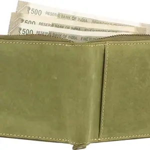 eXcorio Genuine Leather Formal 8 Card Slots Solid Wrist Wallet for Men (Green, 11X9Cm)