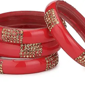 Party Glass Bangle Set Ornamented with Beads for Spaical Look_2.6 (Re_BBbangle-MD1.c_bang)