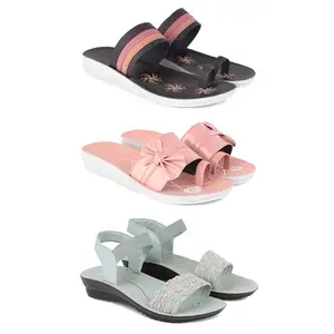 Women's Comfortable Sandal,Casual Lightweight Sandal for Everyday Wear | PCR-(3-COMBO)-1992-1988-1937-5