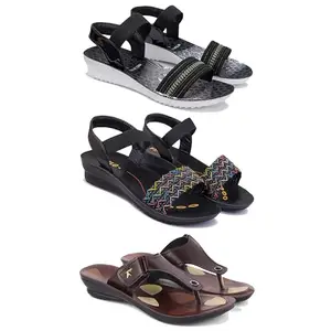 Women's Comfortable Sandal,Casual Lightweight Sandal for Everyday Wear | CL-(COMBO-3)-1931-1932-1963-8