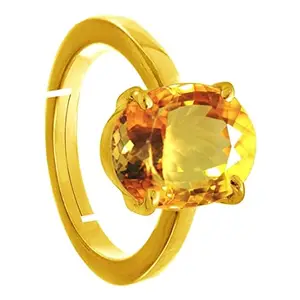 RRVGEM 9.00 Carat to 10.00 Carat Citrine Ring Sunela Certified Natural Original Oval Cut Precious Gemstone Citrine Gold Plated Adjustable Ring Size 16-26 for Men & Women