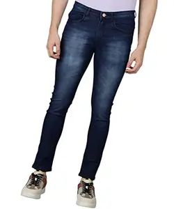 Urbano Fashion Men's Navy Slim Fit Washed Jeans Stretchable (nvjean-002-navy-36)