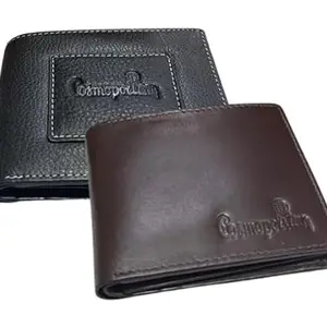 Leather Wallet Combo Gift Set-Men's Black & Brown Wallets with Multiple Card Slots