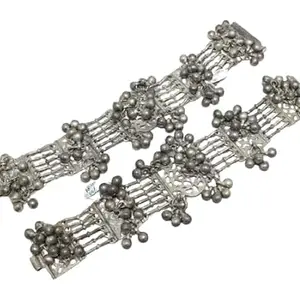 Rajasthan Gems Tribal Bracelet Antique Silver Solid Women Handmade Rattle Sound Gift D807