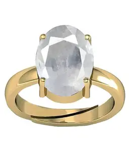 KUSHMIWAL GEMS 8.25 Ratti 7.00 Carat A+ Quality Certified Adjaistaible Gold Ring Unheated Natural White Sapphire Pukhraj Loose Gemstone