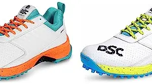 DSC Jaffa 22 Cricket Shoes for Men and Boys Uk-10 White-Orange & DSC Jaffa 22 Cricket Shoes for Men and Boys UK-9 White/Lime-Yellow