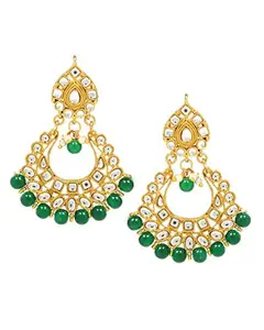 Live Evil Earrings Set Gold Plated Green Jhumki Kundan & Pearl Earring Set for Women| Kundan Pearl Drop Fashion Jewellery For Girl Religious Traditional Wedding Woman Jhumka