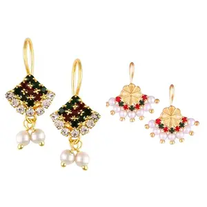 Vivastri Elite & Unique Bugadi Combo With CZ Stone Beaded Colourfull Bugadi Earrings For Women & Girls
