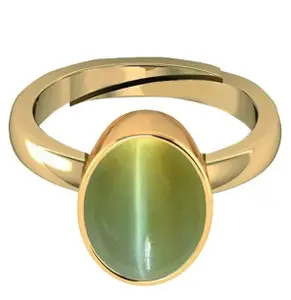 Natural Cat's Eye Lehsunia 8.50 Carat Stone Gold Plated Panchdhatu Adjustable Ring for Women (A226)